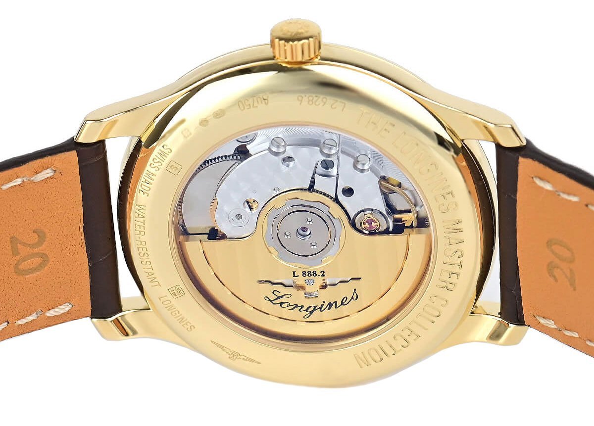 Longines Master Collection Automatic 18K Yellow Gold Brown Leather Strap Silver-Tone Dial Date Mens Watch L2.628.6.78.2 wholesalehk.shop