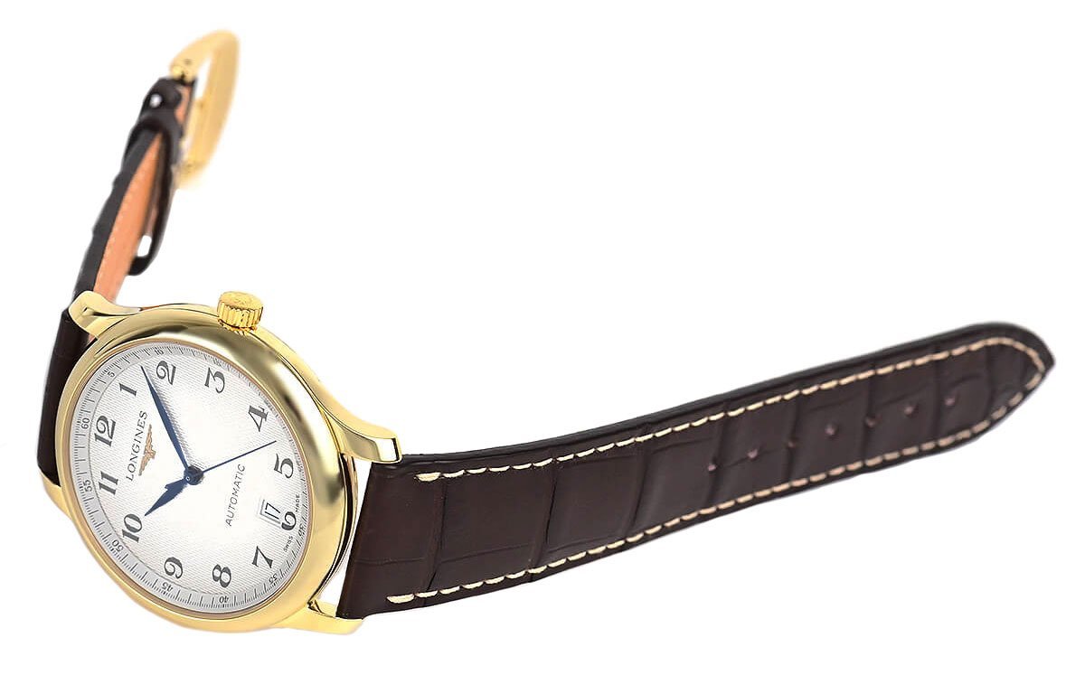 Longines Master Collection Automatic 18K Yellow Gold Brown Leather Strap Silver-Tone Dial Date Mens Watch L2.628.6.78.2 wholesalehk.shop