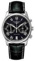 Longines Master Collection Automatic Chronograph Stainless Steel Black Dial Black Leather Strap Date Mens Watch L2.629.4.51.7 wholesalehk.shop