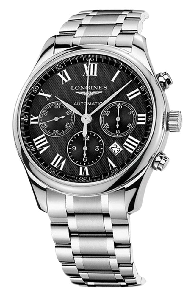 Longines Master Collection Automatic Chronograph Stainless Steel Black Dial Date Mens Watch L2.759.4.51.6 wholesalehk.shop