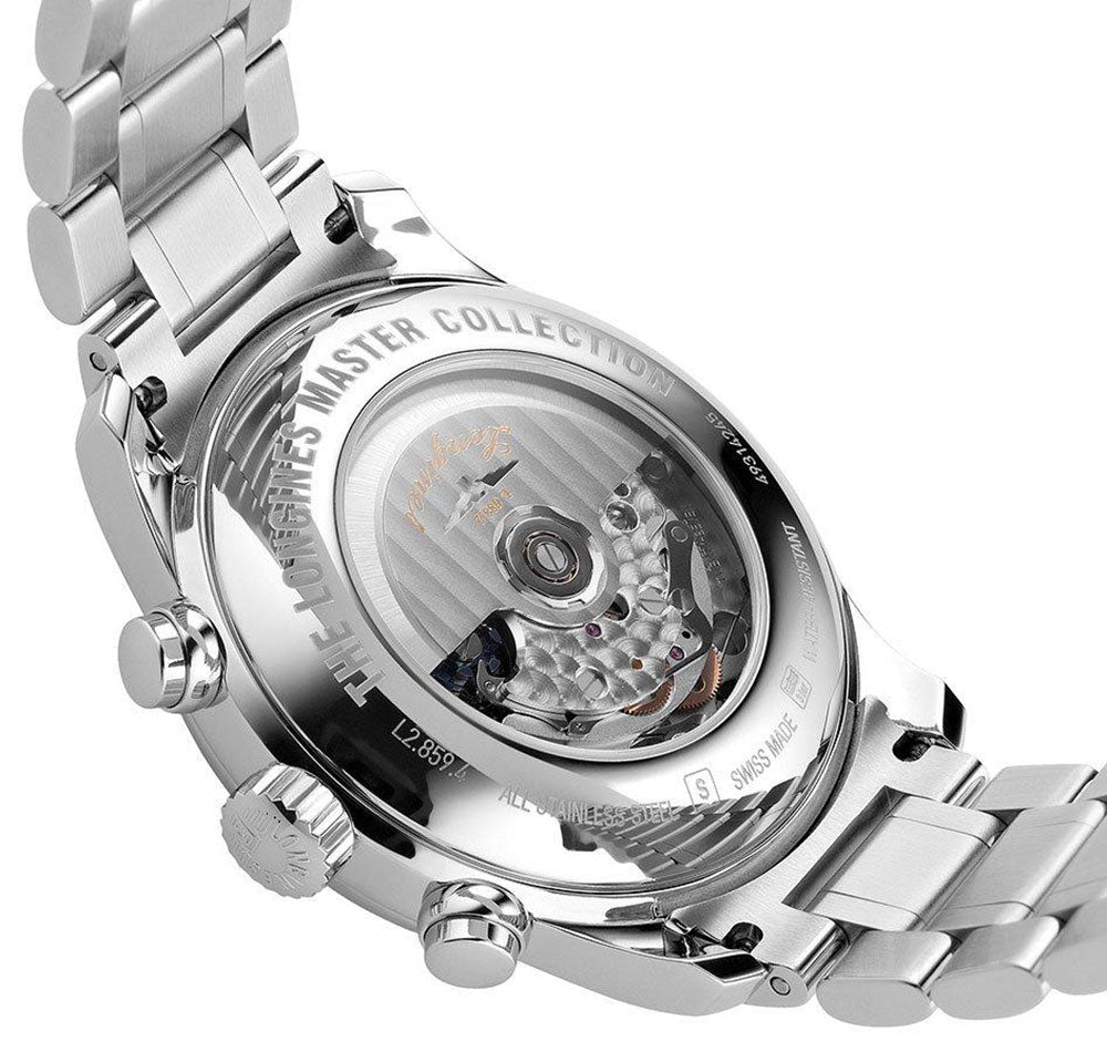Longines Master Collection Automatic Chronograph Stainless Steel Black Dial Date Mens Watch L2.859.4.51.6 wholesalehk.shop