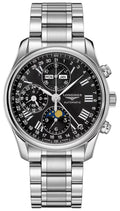 Longines Master Collection Automatic Chronograph Stainless Steel Black Dial Moonphase Day/Date Month Mens Watch L2.673.4.51.6 wholesalehk.shop