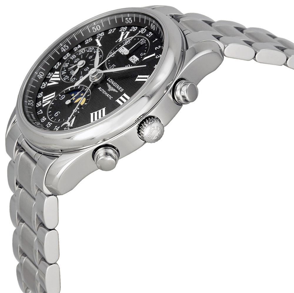 Longines Master Collection Automatic Chronograph Stainless Steel Black Dial Moonphase Day/Date Month Mens Watch L2.673.4.51.6 wholesalehk.shop