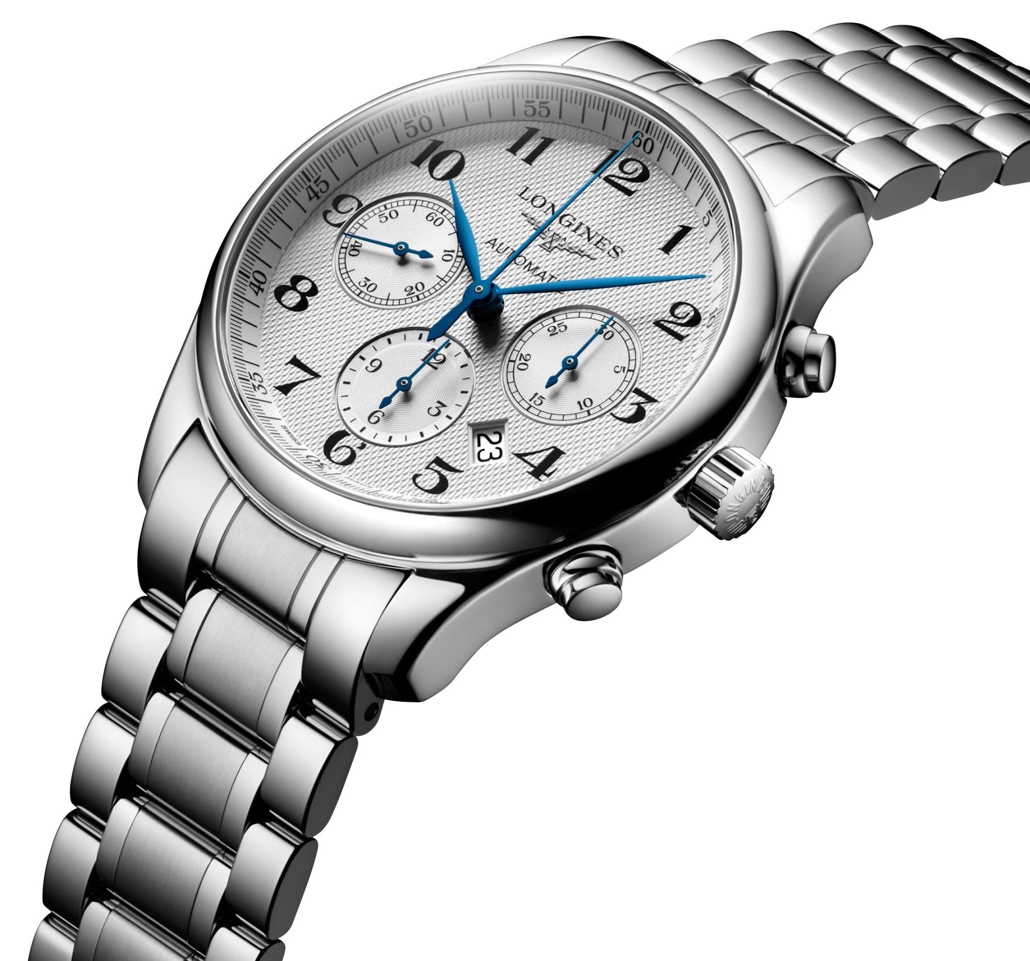 Longines Master Collection Automatic Chronograph Stainless Steel Silver-Tone Dial Date Mens Watch L2.759.4.78.6 wholesalehk.shop