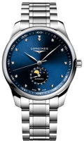 Longines Master Collection Automatic Moonphase Date Blue Dial Diamonds Stainless Steel Men's Watch L2.919.4.97.6 wholesalehk.shop