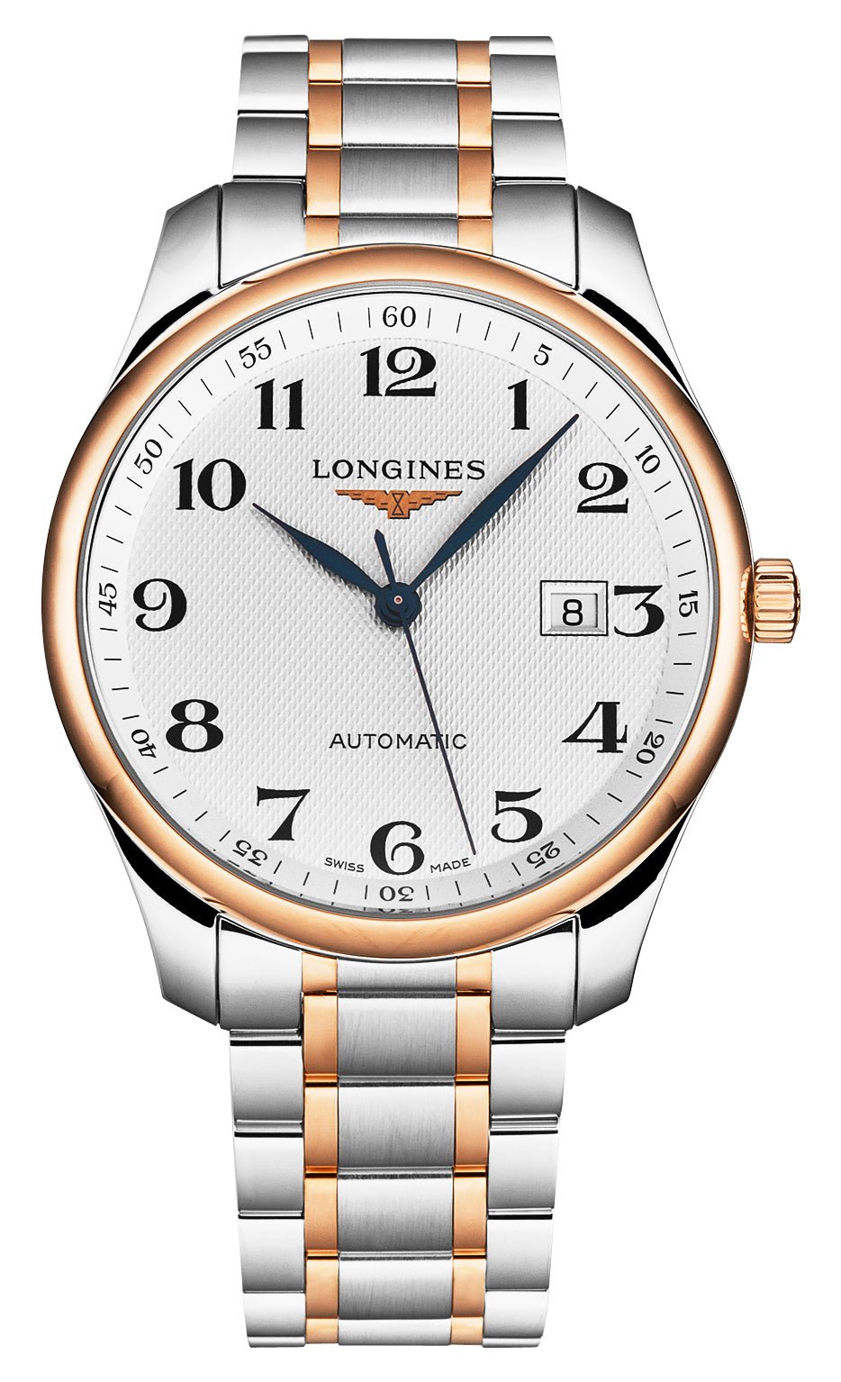 Longines Master Collection Automatic Stainless Steel & 18K Rose Gold Silver Dial Date Mens Watch L2.893.5.79.7 wholesalehk.shop