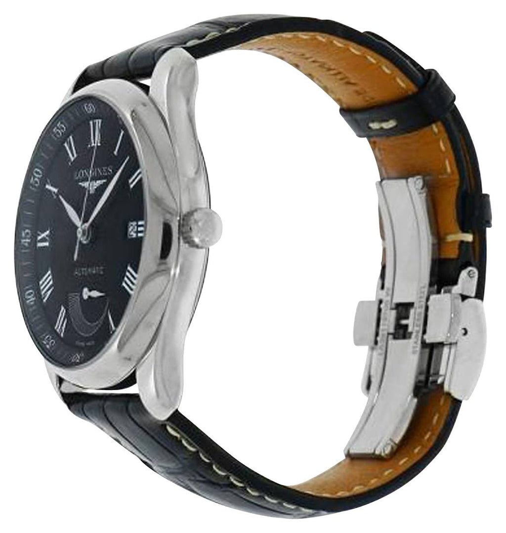 Longines Master Collection Automatic Stainless Steel Black Dial Black Leather Strap Date Power Reserve Mens Watch L2.908.4.51.7 wholesalehk.shop