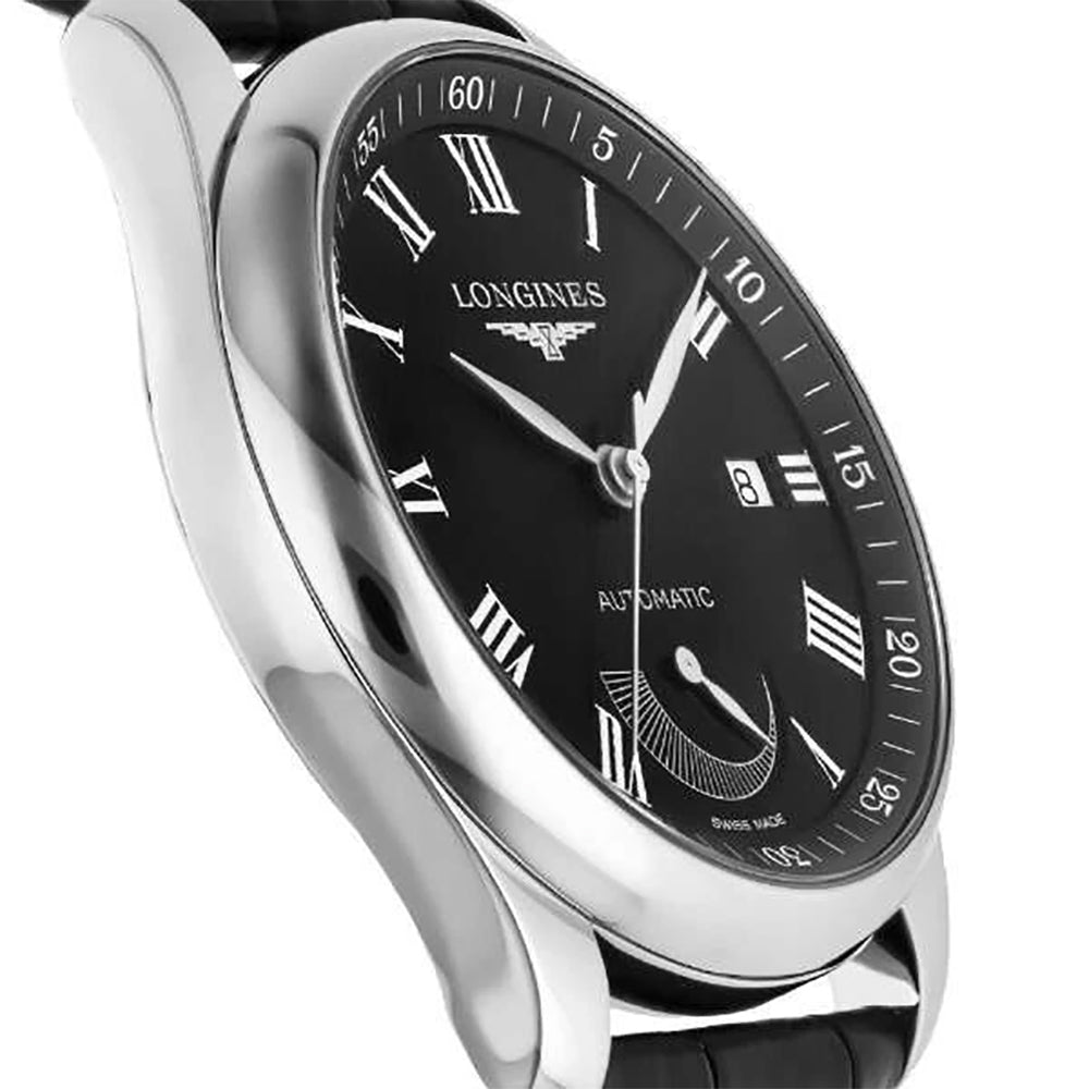 Longines Master Collection Automatic Stainless Steel Black Dial Black Leather Strap Date Power Reserve Mens Watch L2.908.4.51.7 wholesalehk.shop