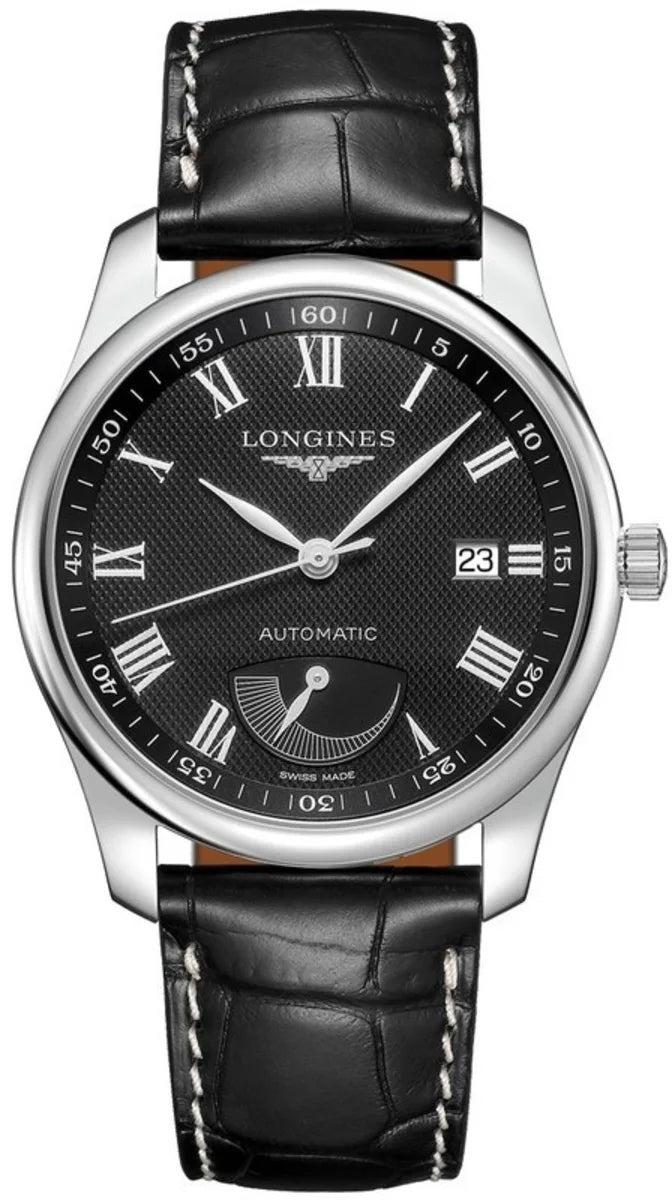Longines Master Collection Automatic Stainless Steel Black Dial Black Leather Strap Date Power Reserve Mens Watch L2.908.4.51.7 wholesalehk.shop