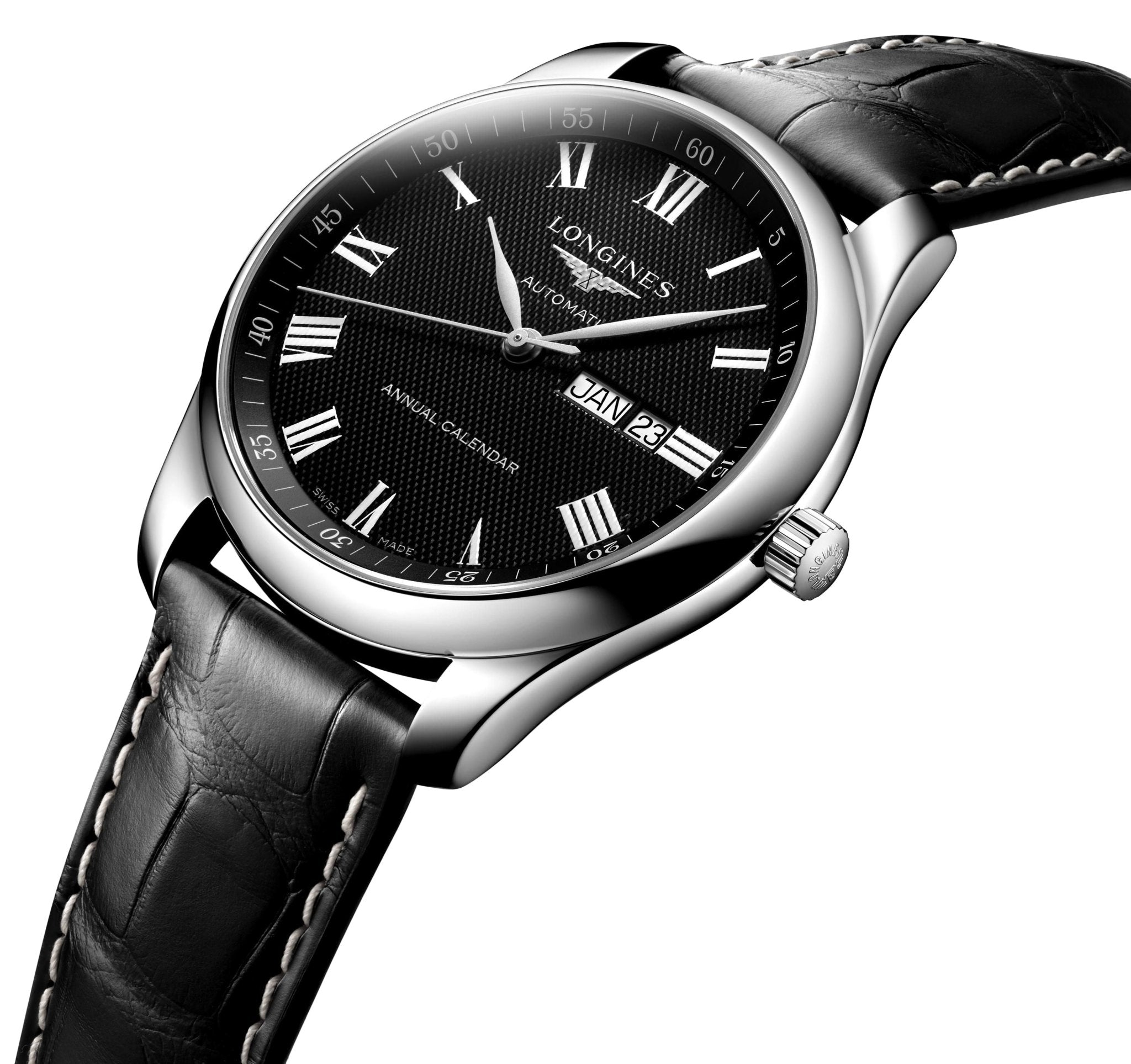 Longines Master Collection Automatic Stainless Steel Black Dial Black Leather Strap Date/Month Mens Watch L2.920.4.51.7 wholesalehk.shop