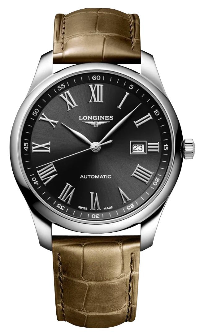 Longines Master Collection Automatic Stainless Steel Black Dial Brown Leather Strap Date Mens Watch L2.893.4.59.2 wholesalehk.shop