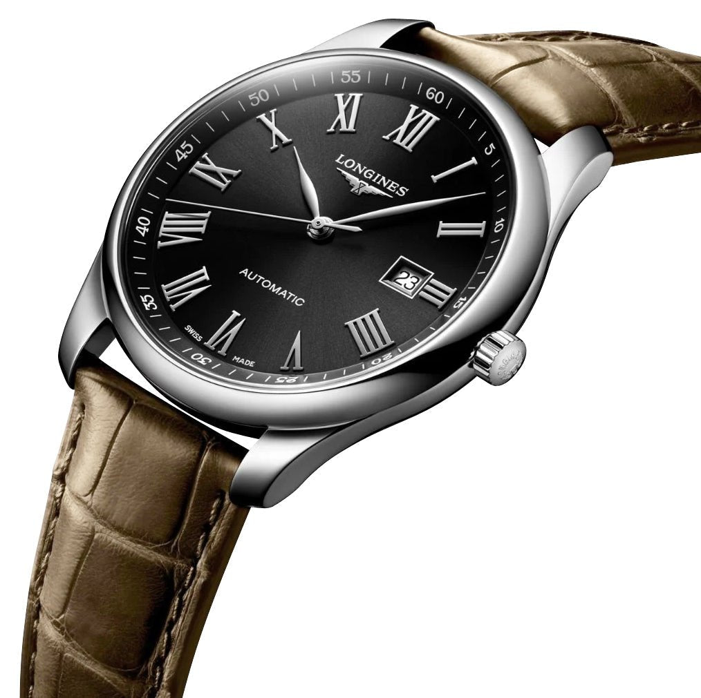 Longines Master Collection Automatic Stainless Steel Black Dial Brown Leather Strap Date Mens Watch L2.893.4.59.2 wholesalehk.shop