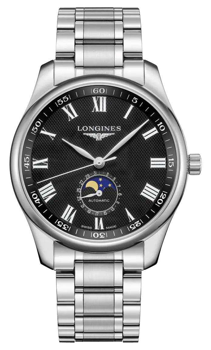 Longines Master Collection Automatic Stainless Steel Black Dial Moonphase Date Mens Watch L2.919.4.51.6 wholesalehk.shop