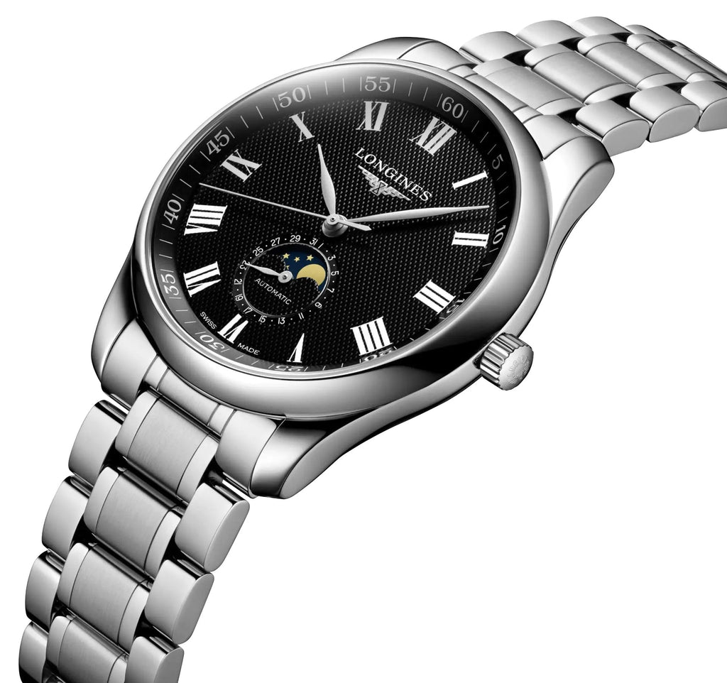 Longines Master Collection Automatic Stainless Steel Black Dial Moonphase Date Mens Watch L2.919.4.51.6 wholesalehk.shop