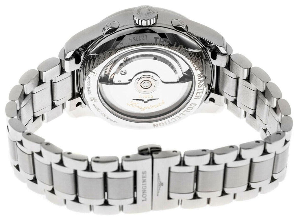 Longines Master Collection Automatic Stainless Steel Black Dial Moonphase Dual Time Zone Day/Date Retrograde Mens Watch L2.738.4.51.6 wholesalehk.shop