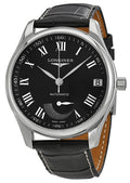 Longines Master Collection Automatic Stainless Steel Black Leather Strap Black Dial Power Reserve Indicator Date Mens Watch L2.666.4.51.7 wholesalehk.shop