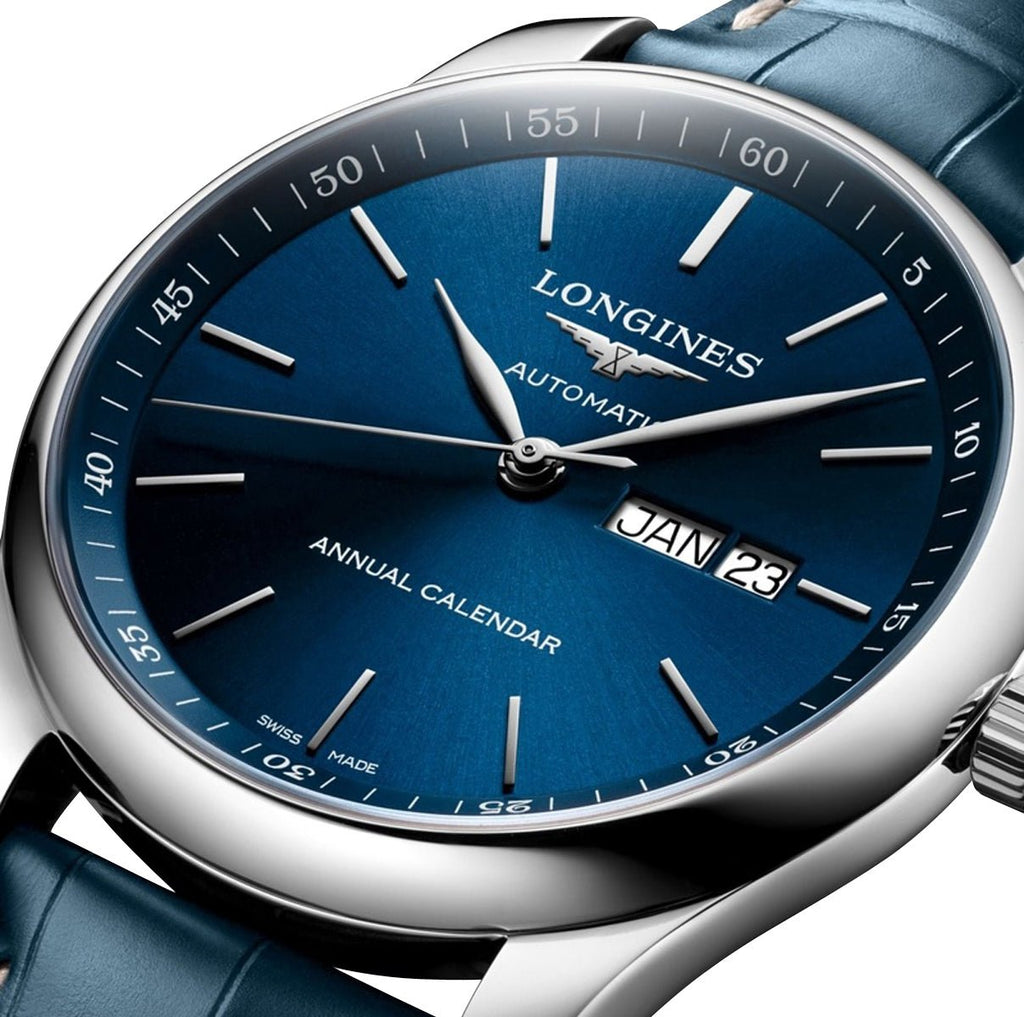 Longines Master Collection Automatic Stainless Steel Blue Dial Blue Leather Strap Date/Month Mens Watch L2.910.4.92.0 wholesalehk.shop