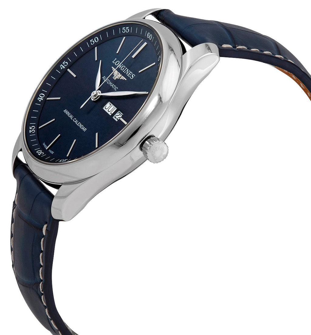 Longines Master Collection Automatic Stainless Steel Blue Dial Blue Leather Strap Date/Month Mens Watch L2.920.4.92.0 wholesalehk.shop