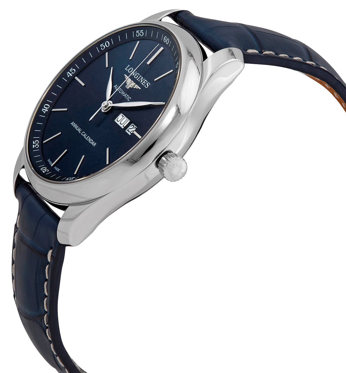 Longines Master Collection Automatic Stainless Steel Blue Dial Blue Leather Strap Date/Month Mens Watch L2.920.4.92.0 wholesalehk.shop