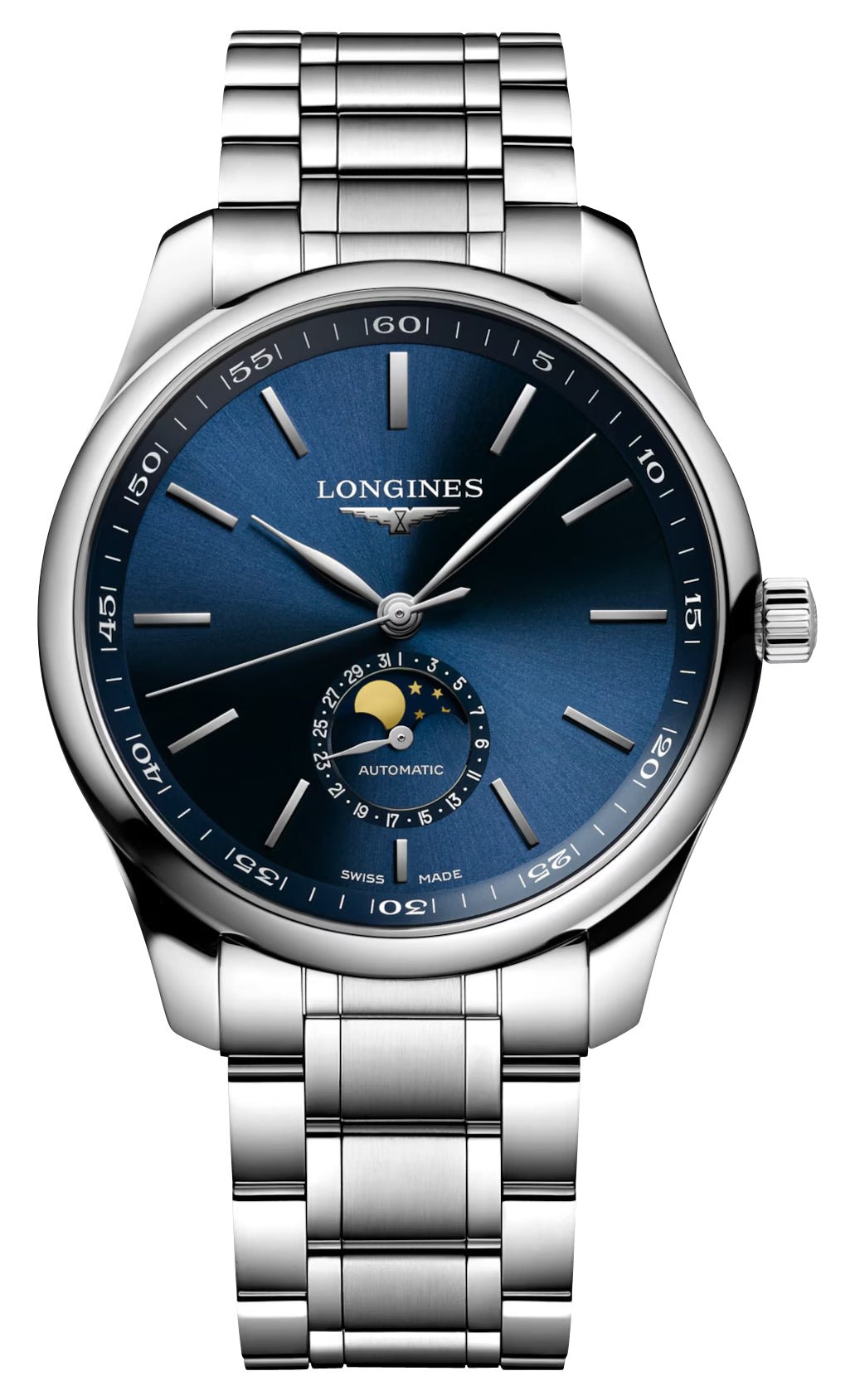 Longines Master Collection Automatic Stainless Steel Blue Dial Moonphase Date Mens Watch L2.919.4.92.6 wholesalehk.shop