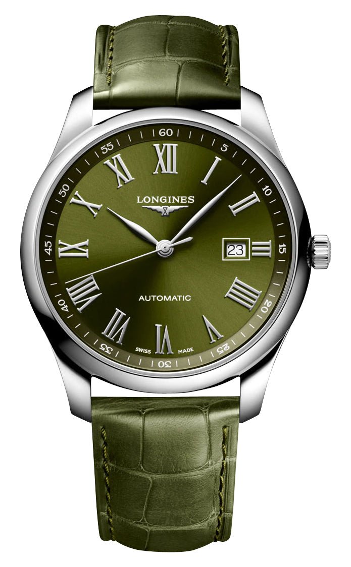 Longines Master Collection Automatic Stainless Steel Green Dial Green Leather Strap Date Mens Watch L2.893.4.09.2 wholesalehk.shop