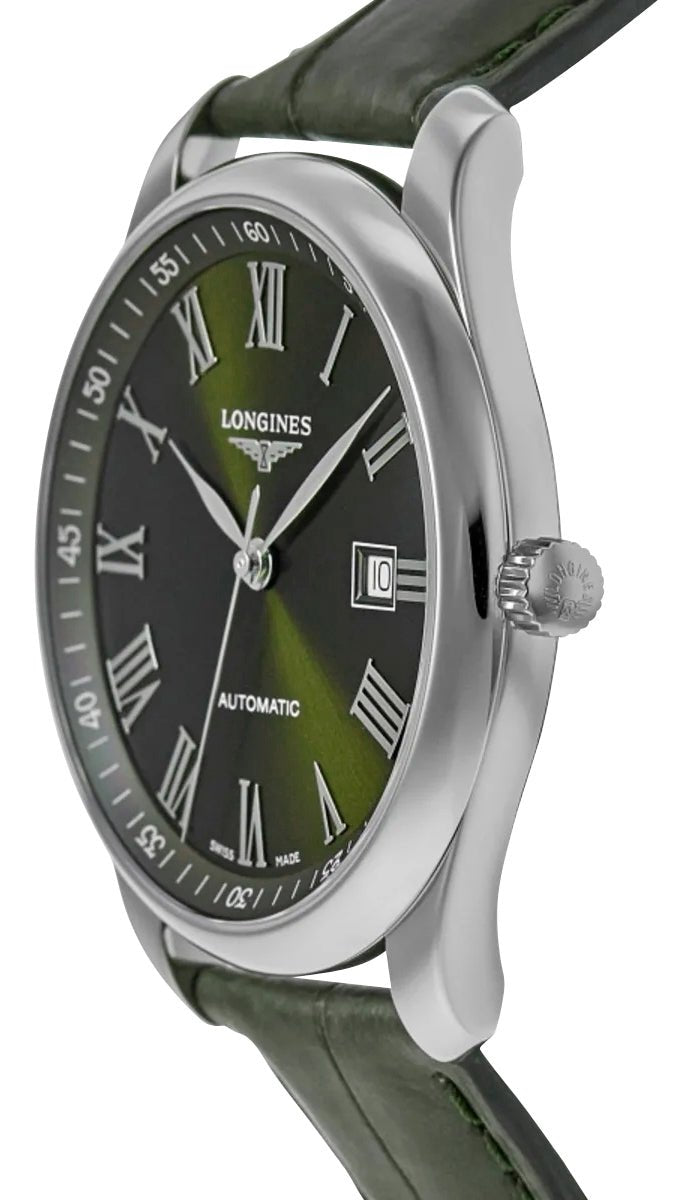 Longines Master Collection Automatic Stainless Steel Green Dial Green Leather Strap Date Mens Watch L2.893.4.09.2 wholesalehk.shop