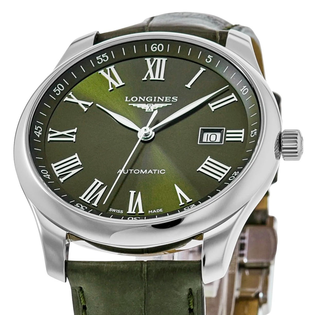 Longines Master Collection Automatic Stainless Steel Green Dial Green Leather Strap Date Mens Watch L2.893.4.09.2 wholesalehk.shop