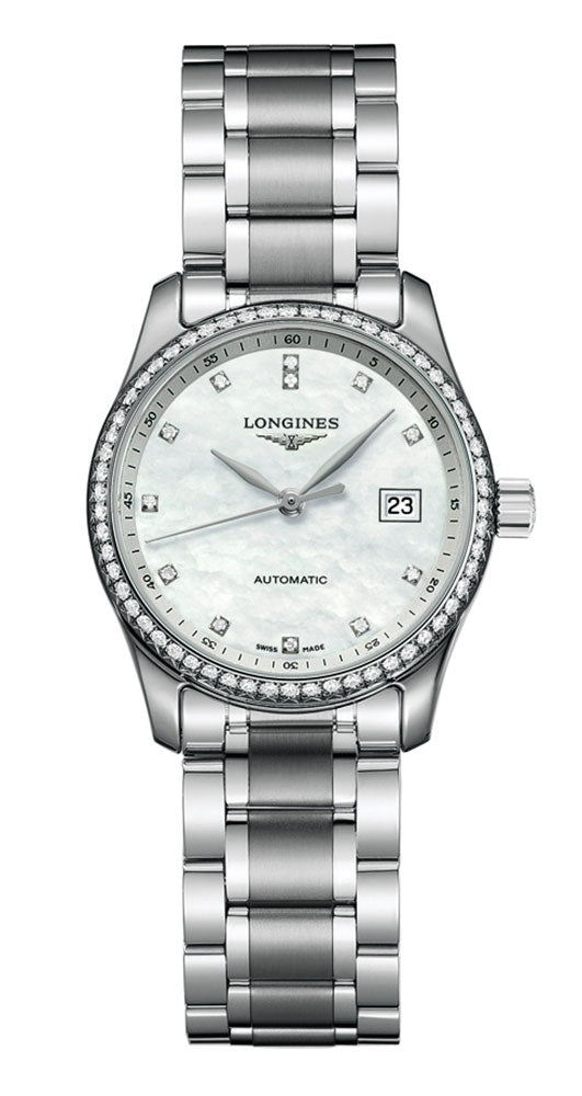Longines Master Collection Automatic Stainless Steel Mother-Of-Pearl Dial Diamonds Date Womens Watch L2.257.0.87.6 wholesalehk.shop