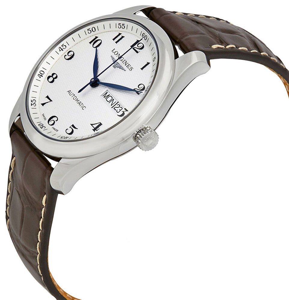Longines Master Collection Automatic Stainless Steel Silver Dial Brown Leather Strap Day/Date Mens Watch L2.755.4.78.3 wholesalehk.shop