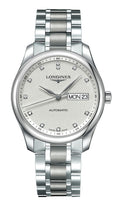 Longines Master Collection Automatic Stainless Steel Silver Dial Diamonds Day/Date Mens Watch L2.755.4.77.6 wholesalehk.shop