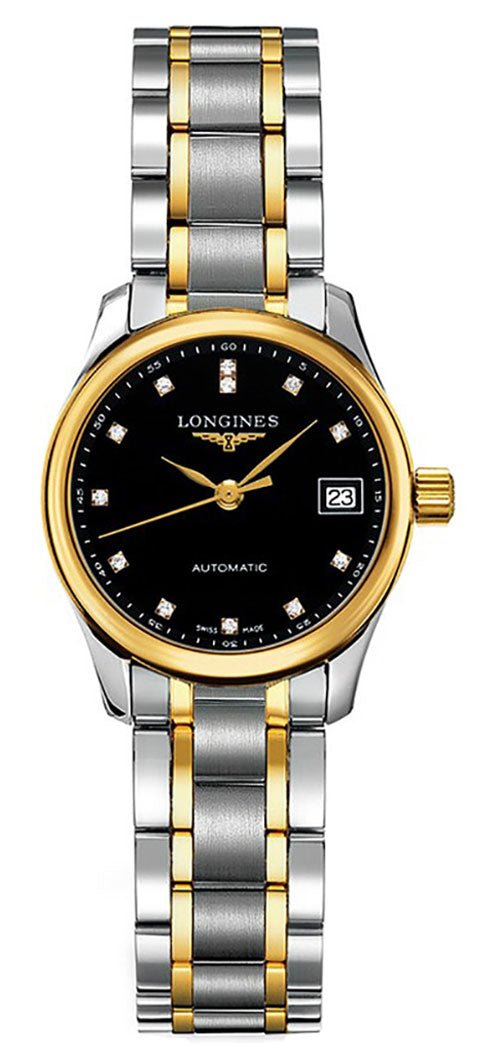 Longines Master Collection Automatic Two-Tone Stainless Steel Black Dial Diamonds Date Womens Watch L2.128.5.57.7 wholesalehk.shop