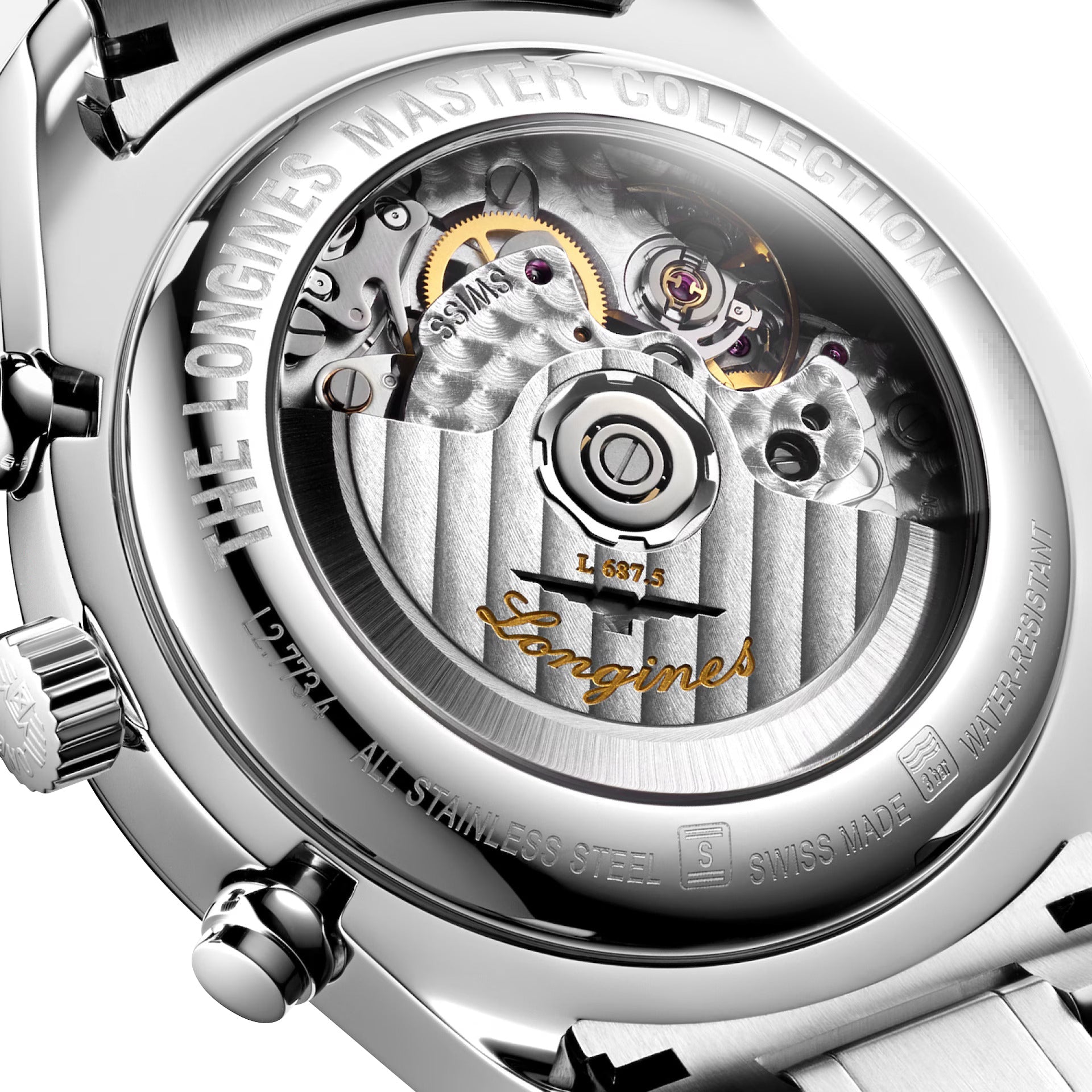 Longines Master Collection Complications Automatic Chronograph Stainless Steel Silver Dial Day/Date Month Moonphase Mens Watch L2.773.4.71.6 wholesalehk.shop