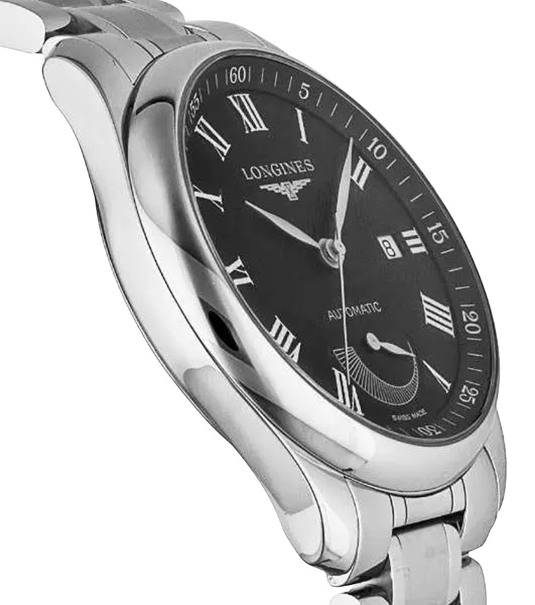 Longines Master Collection Power Reserve Automatic Stainless Steel Black Dial Date Mens Watch L2.908.4.51.6 wholesalehk.shop