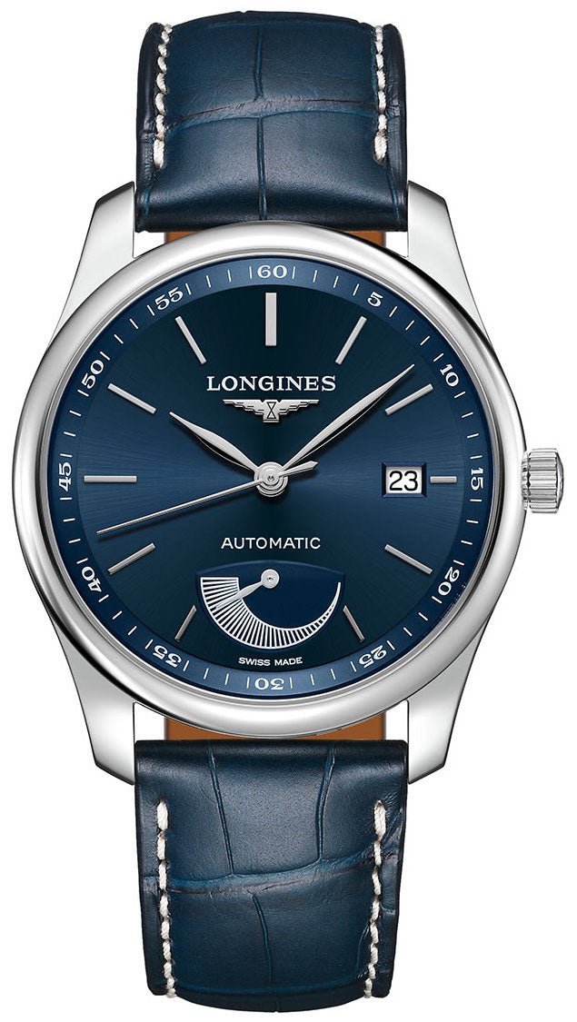Longines Master Collection Power Reserve Automatic Stainless Steel Blue Dial Blue Leather Strap Date Mens Watch L2.908.4.92.0 wholesalehk.shop