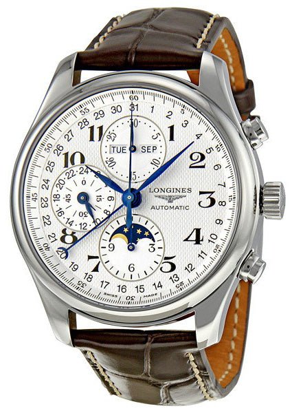 Longines Master Complications Automatic Chronograph Moonphase Stainless Steel Mens Watch L2.773.4.78.3 wholesalehk.shop