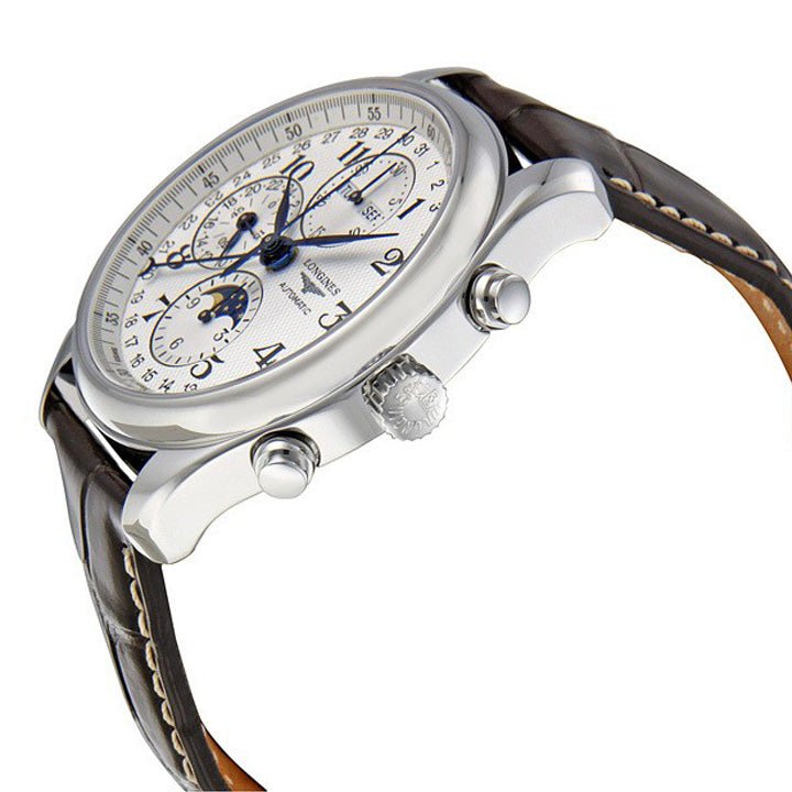 Longines Master Complications Automatic Chronograph Moonphase Stainless Steel Mens Watch L2.773.4.78.3 wholesalehk.shop
