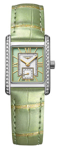 Longines Mini DolceVita Stainless Steel Green Dial Green Leather Strap Diamonds Quartz Womens Watch L5.200.0.05.2 wholesalehk.shop