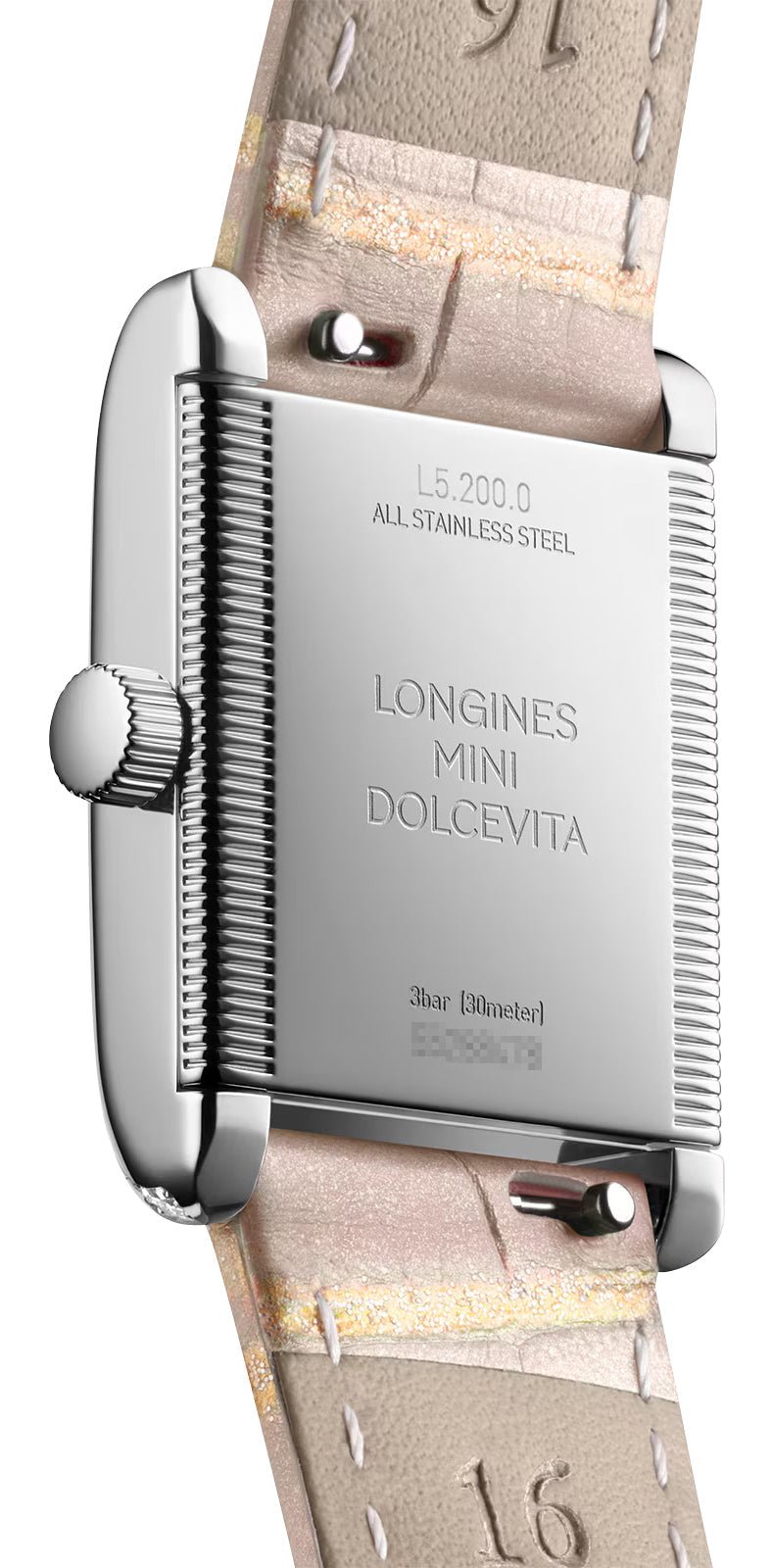 Longines Mini DolceVita Stainless Steel Pink Dial Pink Leather Strap Diamonds Quartz Womens Watch L5.200.0.99.2 wholesalehk.shop