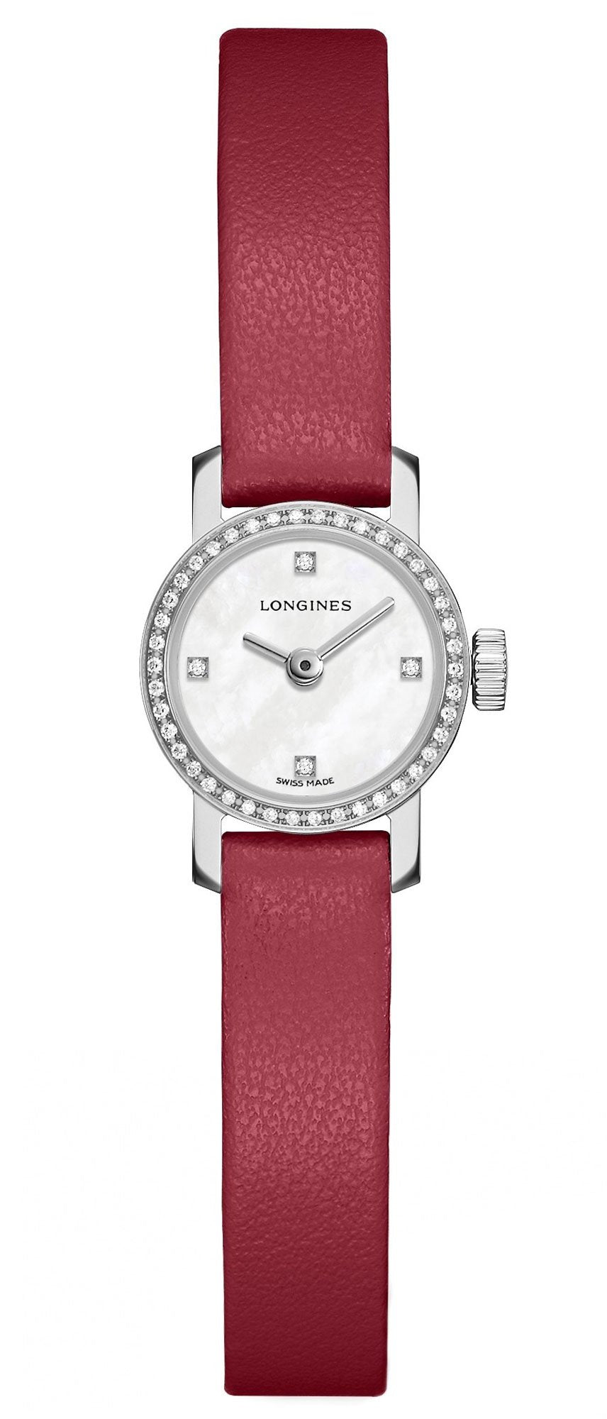 Longines Mini Hot Pink Leather Strap Mother-Of-Pearl Dial Diamonds Womens Watch L2.303.0.87.3 wholesalehk.shop