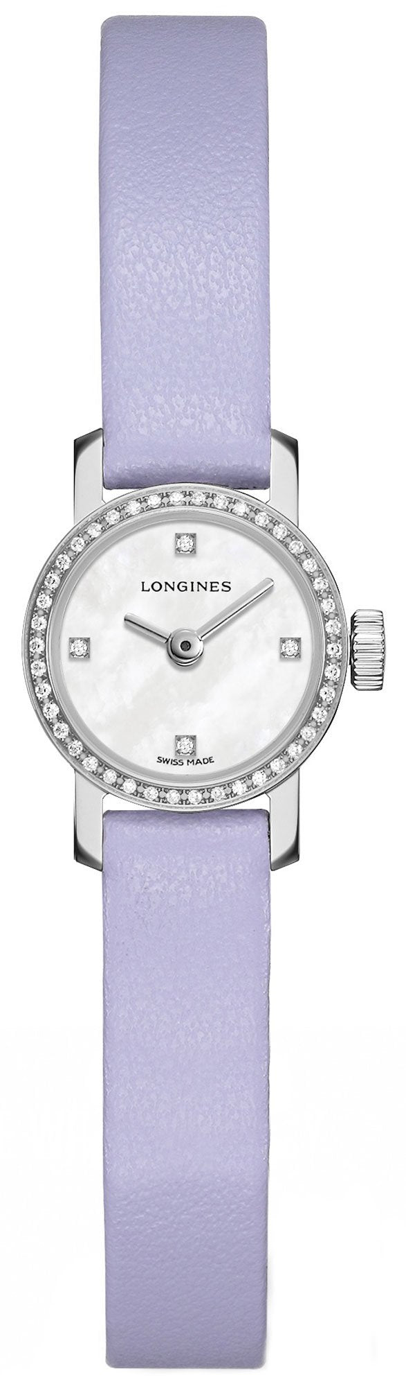 Longines Mini Levander Leather Strap Mother-Of-Pearl Dial Diamonds Womens Watch L2.303.0.87.5 wholesalehk.shop