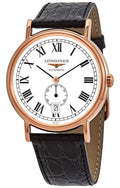 Longines Presence Automatic Rose Gold PVD White Dial Black Leather Strap Date Mens Watch L4.805.1.11.2 wholesalehk.shop