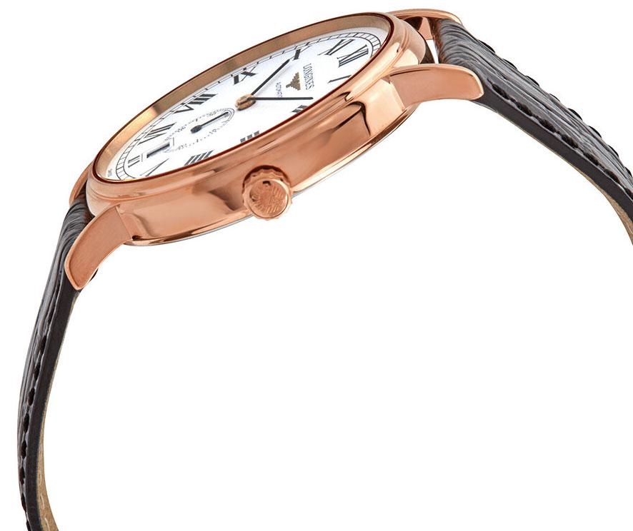 Longines Presence Automatic Rose Gold PVD White Dial Black Leather Strap Date Mens Watch L4.805.1.11.2 wholesalehk.shop