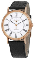 Longines Presence Automatic Rose Gold PVD White Dial Black Leather Strap Date Mens Watch L4.921.1.11.2 wholesalehk.shop