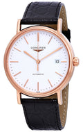 Longines Presence Automatic Rose Gold PVD White Dial Black Leather Strap Date Mens Watch L4.921.1.12.2 wholesalehk.shop