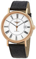 Longines Presence Automatic Rose Gold PVD White Dial Black Leather Strap Date Mens Watch L4.922.1.11.2 wholesalehk.shop