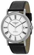 Longines Presence Automatic Stainless Steel White Dial Black Leather Strap Date Mens Watch L4.921.4.11.2 wholesalehk.shop