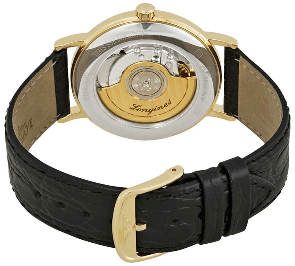 Longines Presence Automatic Yellow Gold PVD White Dial Black Leather Strap Date Mens Watch L4.805.2.11.2 wholesalehk.shop