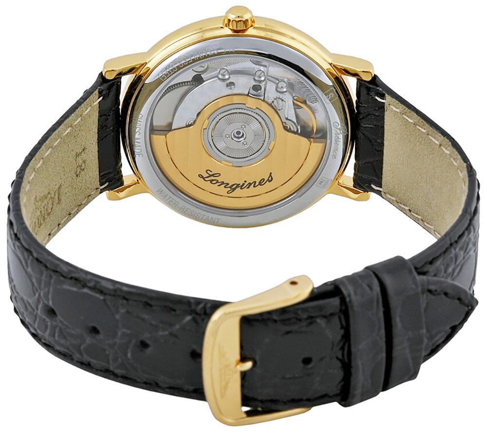 Longines Presence Automatic Yellow Gold PVD White Dial Black Leather Strap Date Mens Watch L4.821.2.11.2 wholesalehk.shop