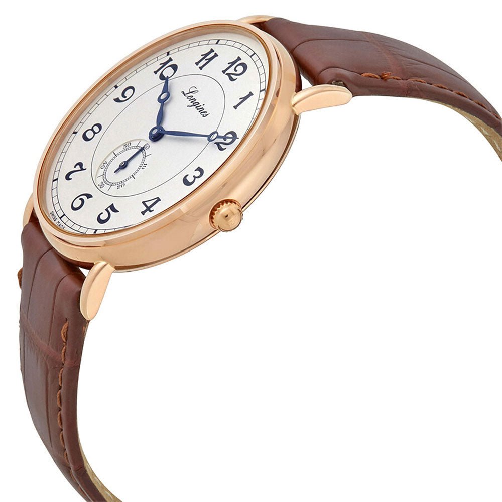 Longines Presence Heritage Automatic 18K Rose Gold Silver Dial Brown Leather Strap Mens Watch L4.785.8.73.2 wholesalehk.shop