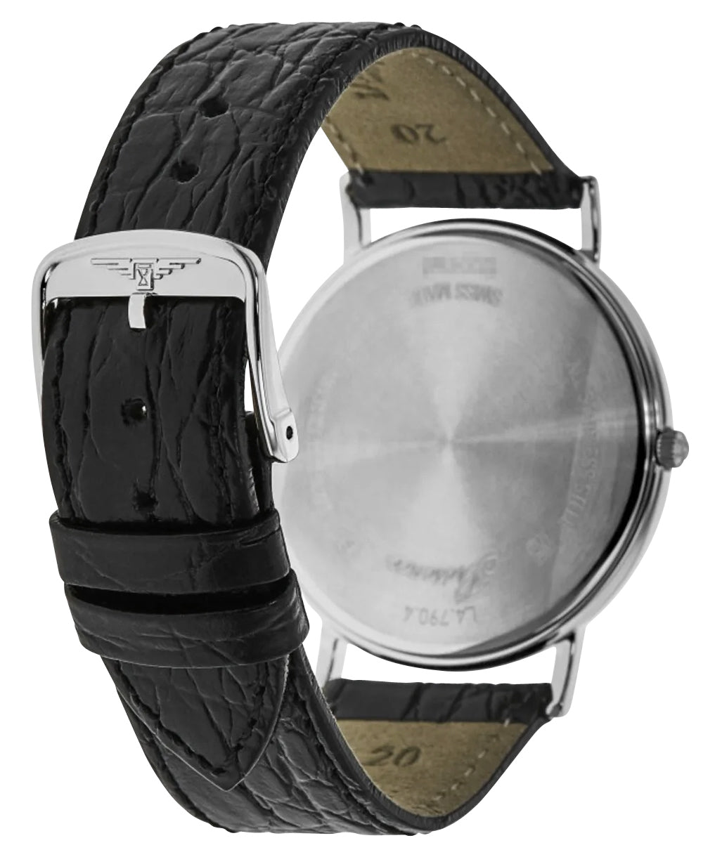 Longines Presence Stainless Steel White Dial Black Leather Strap Date Quartz Mens Watch L4.790.4.12.2 wholesalehk.shop